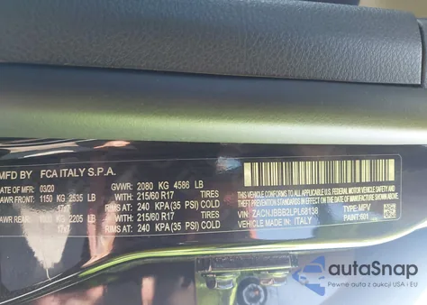 2020 Jeep Renegade Altitude 4X4 from USA, damaged, VIN ZACNJBBB2LPL68138